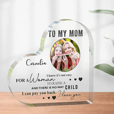 Custom Heart-Shaped Acrylic Decor To My Mom Personalised Keepsake for Mother's Day