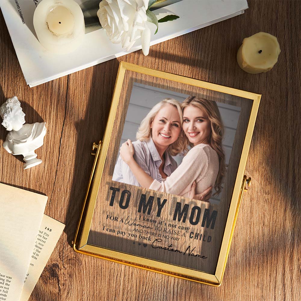 To My Mom Custom Acrylic Golden Frame Gift for Mom Personalised Photo Home Decor