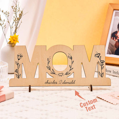 Custom Engraved Mom Wooden Sign Personalized Decorative Pattern Sign Mother's Day Gifts - photomoonlampuk