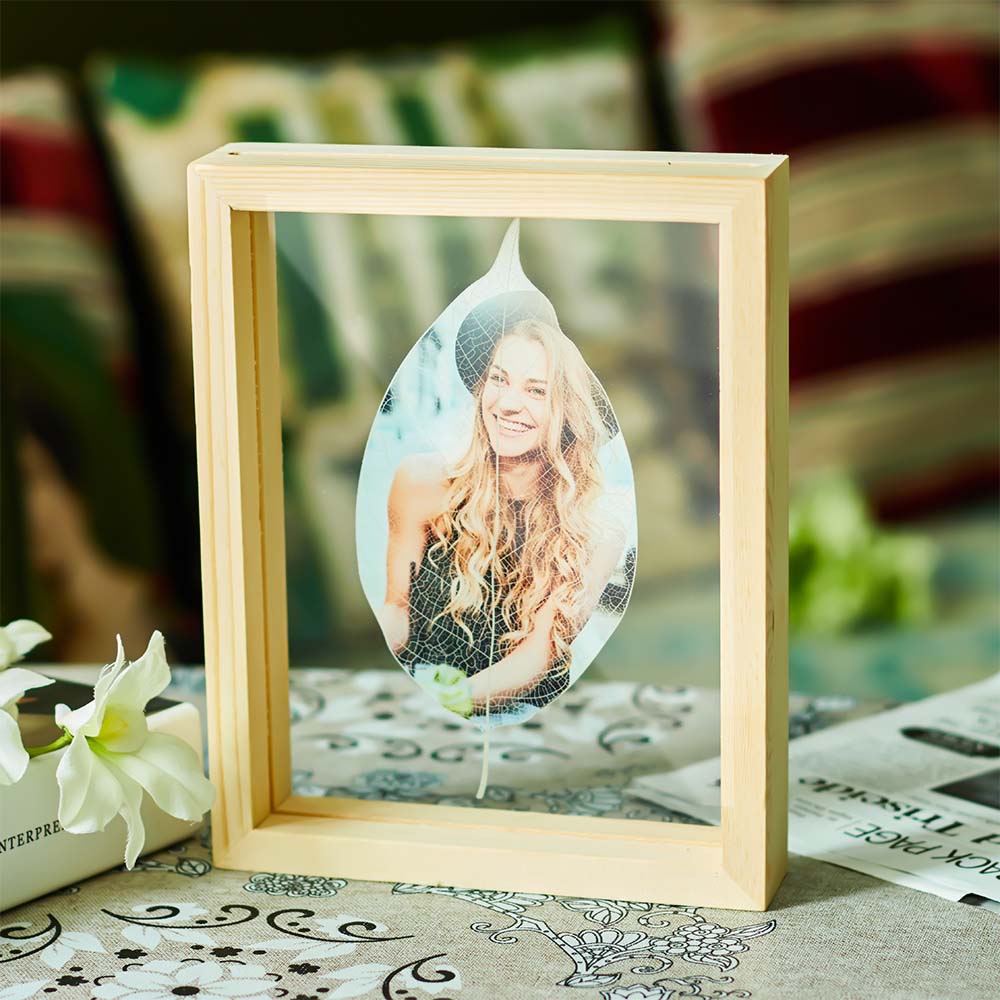 Custom Leaf Vein Photo Wooden Frame Personalised  Picture Frame