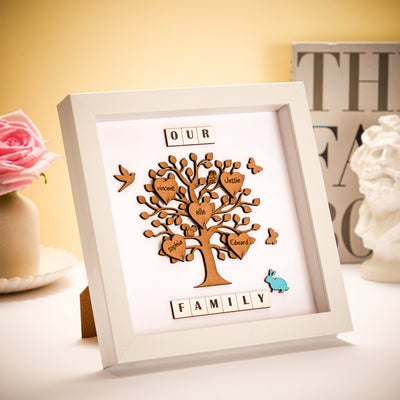 Custom Names Tree Frame Desk Decoration Personalised Family Tree Father's Day Gifts - photomoonlampuk