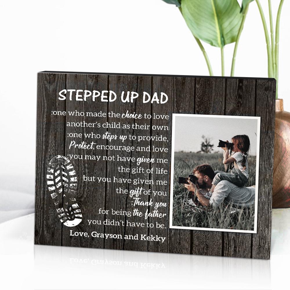 Custom Desktop Picture Frame Personalised Stepped Up Dad Father's Day Gift for Dad