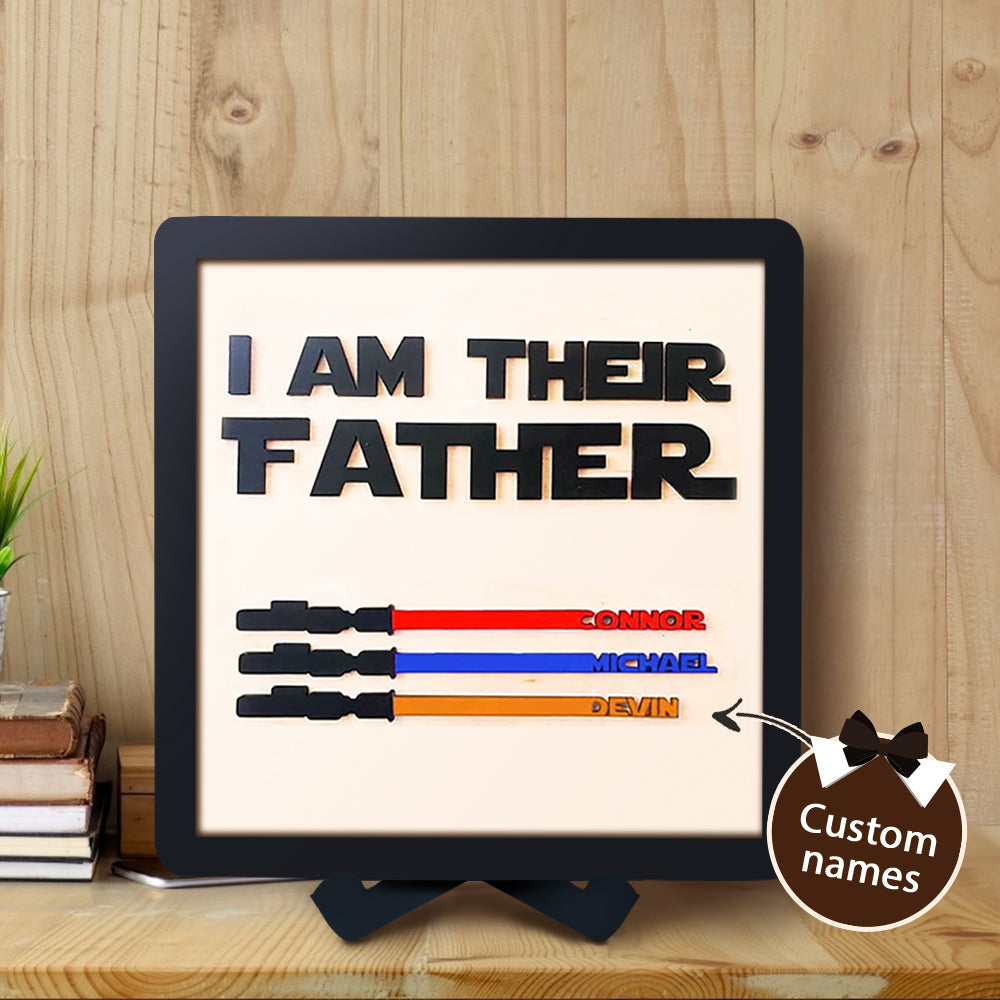 Personalized Light Saber I Am Their Father Wooden Sign  Gift for Father