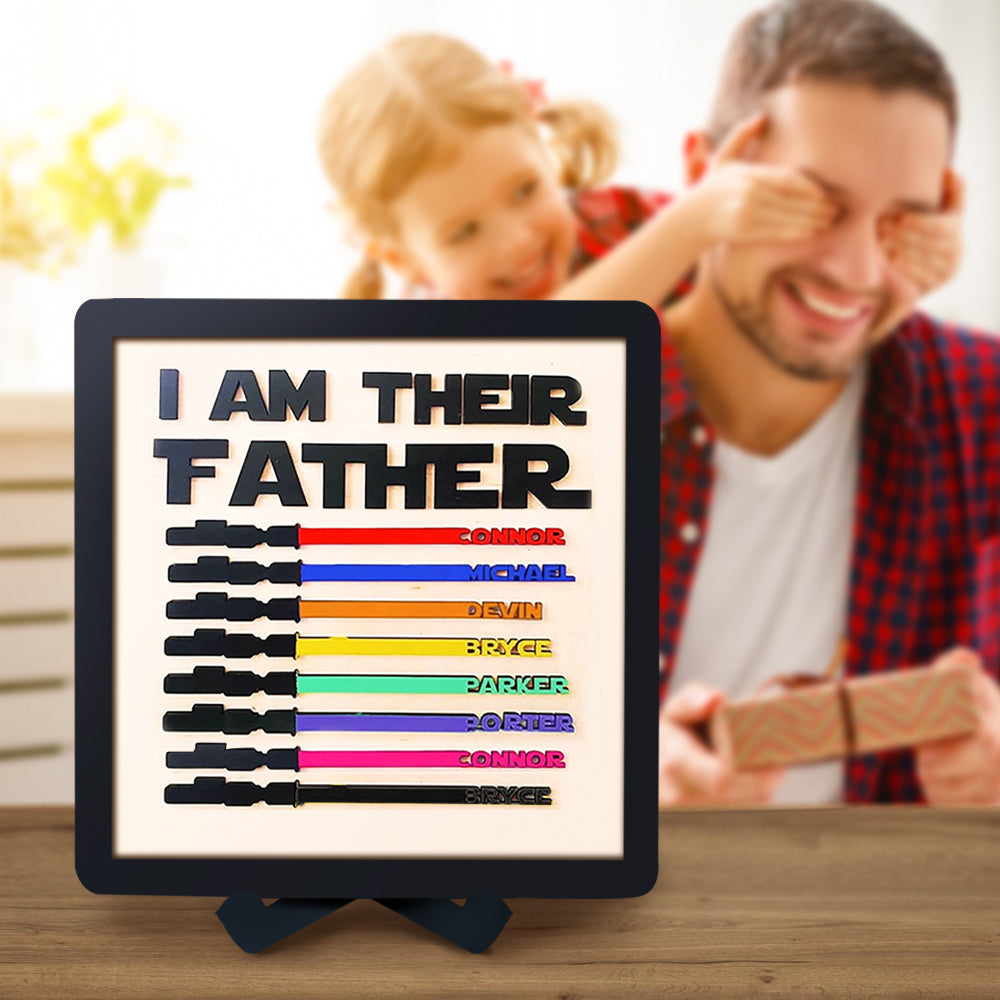 Personalized Light Saber I Am Their Father Wooden Sign  Gift for Father