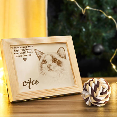 Custom Pet Memorial Plaque for Dog Cat With Photograph Engraved Wood Sign 7"