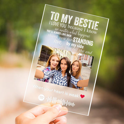 Personalised Photo Engraved Text Spotify Acrylic Plaque Best Besties Ever Gifts for Her