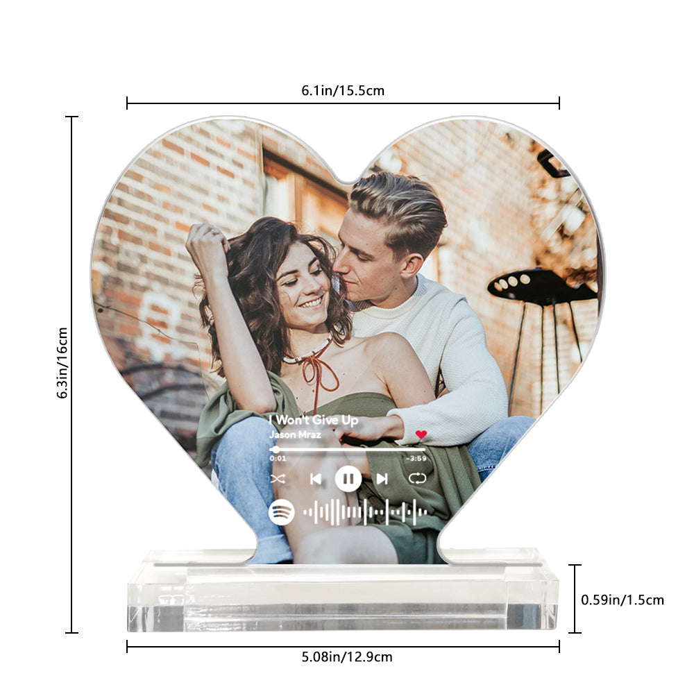 Custom Photo Music Code Acrylic Plaque Heart Shaped Acrylic Plaque Gift for Couples