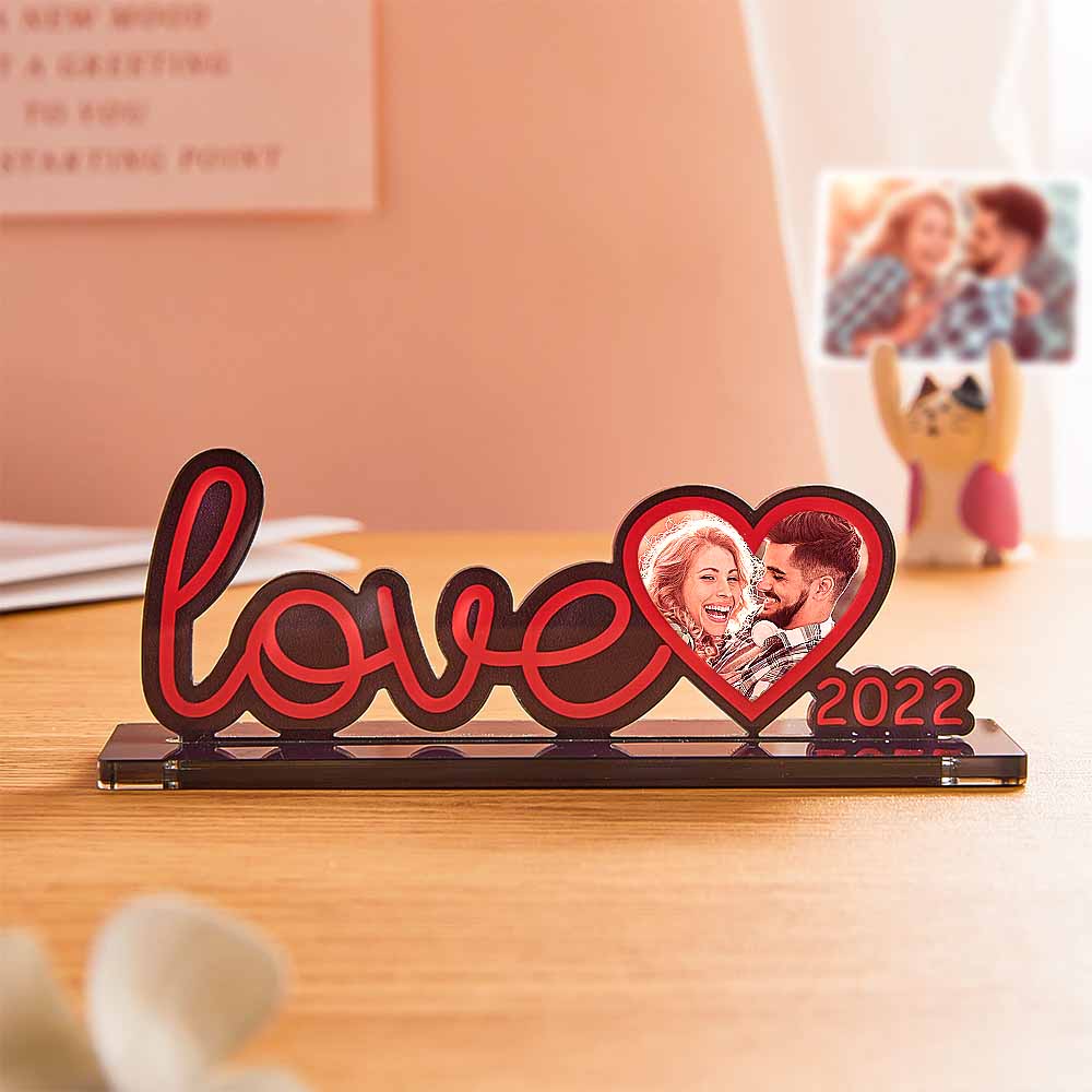 Custom Love Photo Frame Plaque Heart-shaped Acrylic Plaque Commemorative Gift
