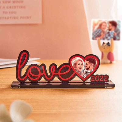 Custom Love Photo Frame Plaque Heart-shaped Acrylic Plaque Commemorative Gift - photomoonlampuk