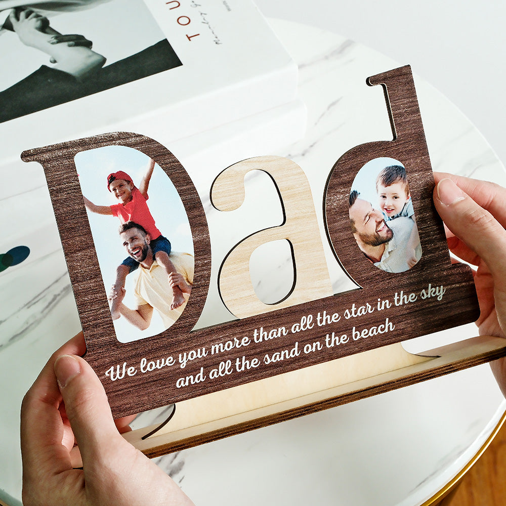 Custom Photo Engraved Ornaments Creative Father's Day Wooden Gifts