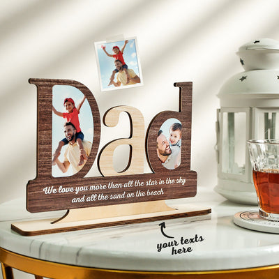 Custom Photo Engraved Ornaments Creative Father's Day Wooden Gifts - photomoonlampuk