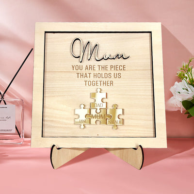 You Are the Piece That Holds Us Together Personalized Mum Puzzle Plaque Mother's Day Gift - photomoonlampuk