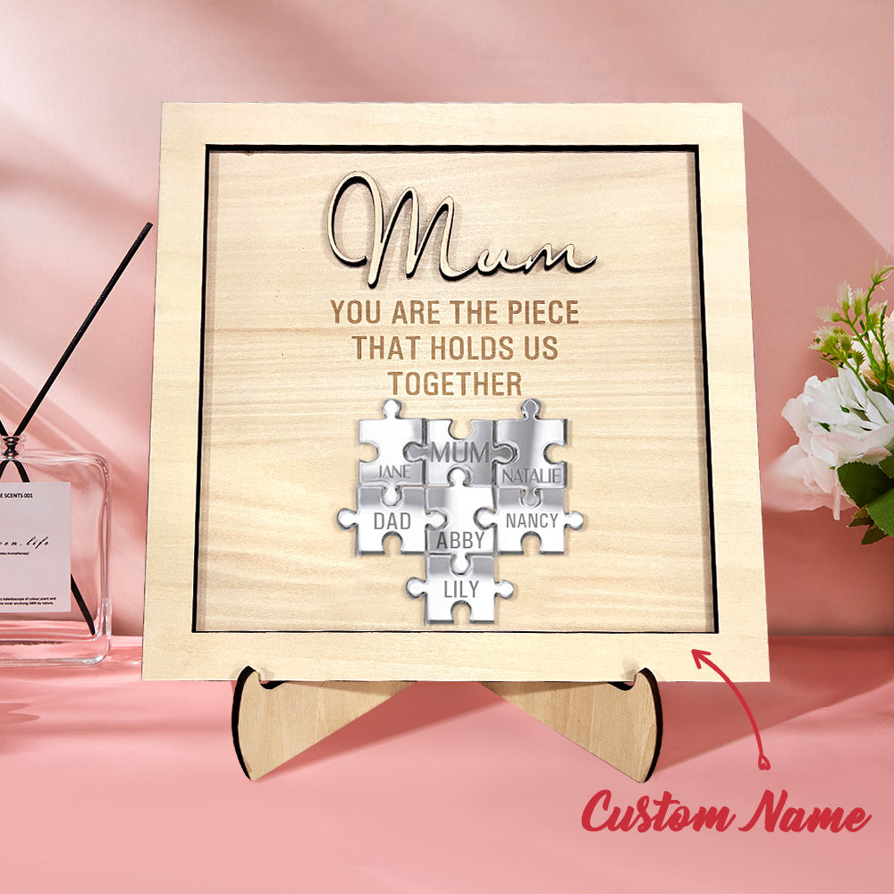 You Are the Piece That Holds Us Together Personalized Mum Puzzle Plaque Mother's Day Gift