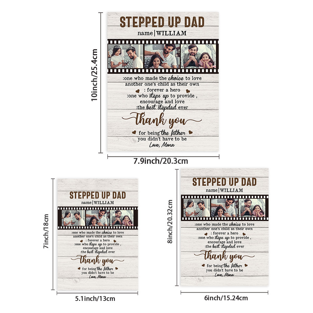 Personalized Desktop Picture Frame Custom Stepped Up Dad Film Sign Father's Day Gift
