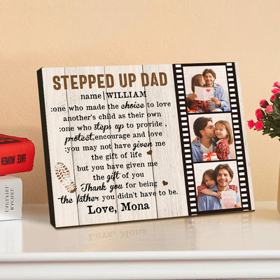 Personalized Dad Picture Frame Custom Stepped Up Dad Film Sign Father's Day Gift - photomoonlampuk