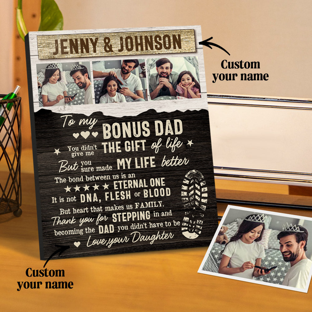 Personalized Desktop Picture Frame Custom Bonus Dad Sign Father's Day Gift