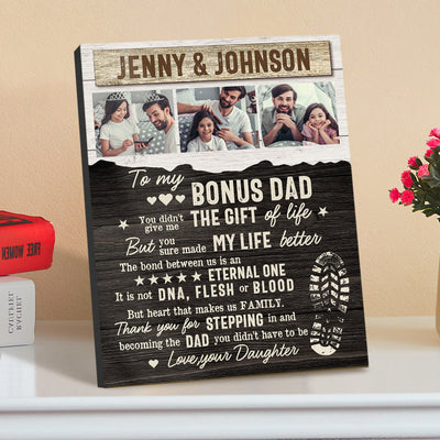 Personalized Desktop Picture Frame Custom Bonus Dad Sign Father's Day Gift - photomoonlampuk