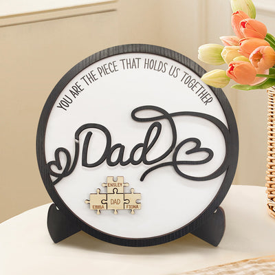 Personalized Dad Round Puzzle Plaque You Are the Piece That Holds Us Together Father's Day Gift - photomoonlampuk