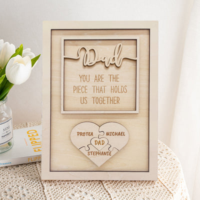 Personalized Puzzle Plaque Dad You Are the Piece That Holds Us Together Father's Day Gift - photomoonlampuk
