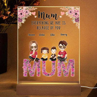 Personalized Acrylic Plaque Purple Flower Gifts for Mum Lamp