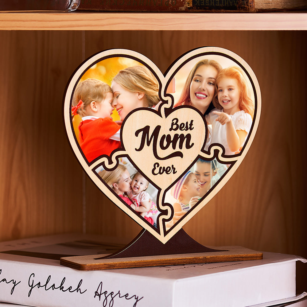 Custom Photo Ornaments Best Mum Ever Wooden Heart Gifts for Mum