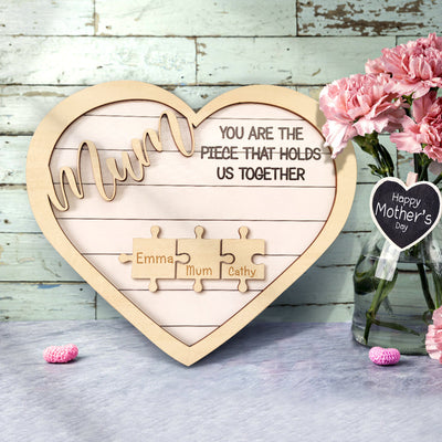 Custom Mum You Are the Piece That Holds Us Together Puzzle Piece Sign Mother's Day Gifts - photomoonlampuk