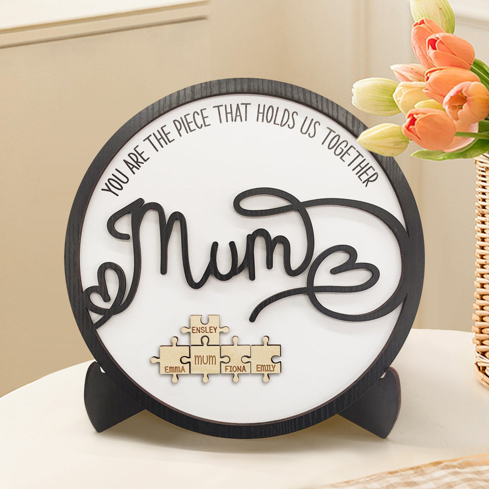 Personalized Mum Round Puzzle Plaque You Are the Piece That Holds Us Together Mother's Day Gift