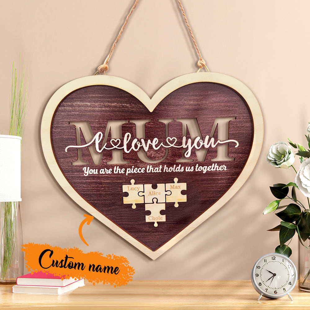 Personalized Mum Heart Puzzle Plaque You Are the Piece That Holds Us Together Mother's Day Gift