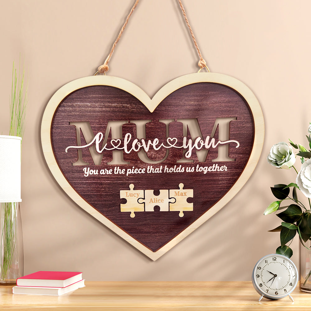 Personalized Mum Heart Puzzle Plaque You Are the Piece That Holds Us Together Mother's Day Gift