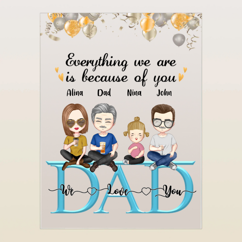Father's Day Gift Personalized Acrylic Plaque Father and Children Best Friends Gifts for Dad
