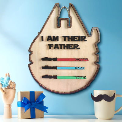 Personalized Light Saber Plaque I Am Their Father Wooden Sign Father's Day Gift - photomoonlampuk