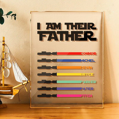 Personalized I Am Their Father Acrylic Plaque Light Saber Plaque Father's Day Gifts - photomoonlampuk