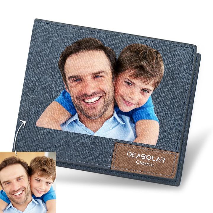 Custom Blue Leather Color Photo Wallet