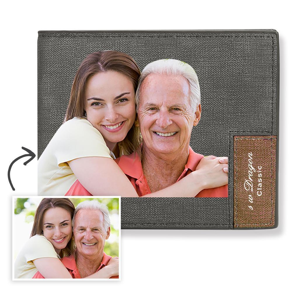 Gift for Dad Custom Biffold Short Color Photo Wallet Personalised Men's Wallet