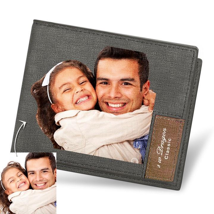 Gift for Dad Custom Biffold Short Color Photo Wallet Personalised Men's Wallet