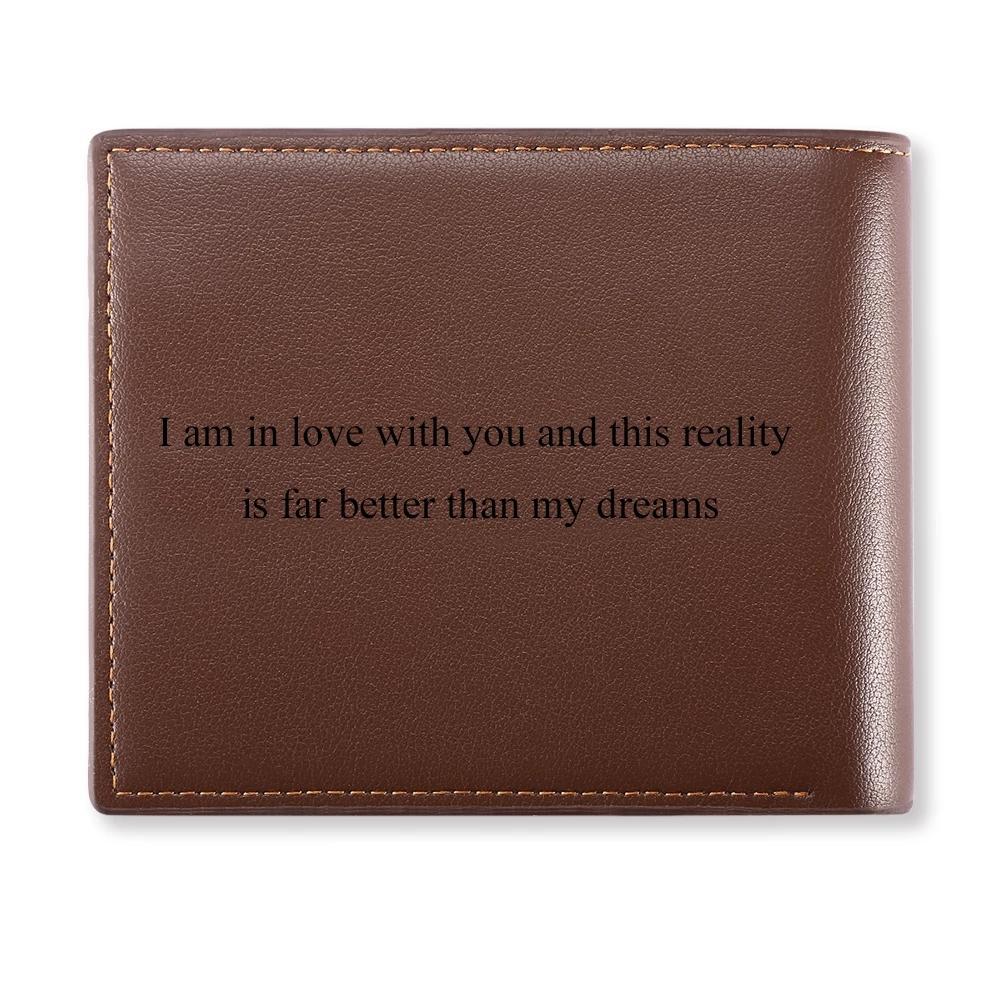 Father’s Day Gift Custom Brown Trifold Leather Photo Wallet Birthday Anniversary Gifts
