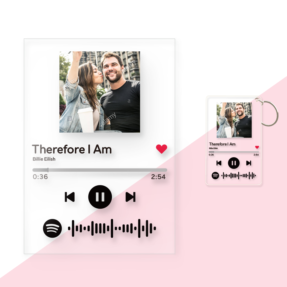 Idea for Mothe’s Day Spotify Acrylic Glass - Personalised  Spotify Code Music Plaque(4.7in x 6.3in)With A Free Same Keychain(2.1in x 3.4in)