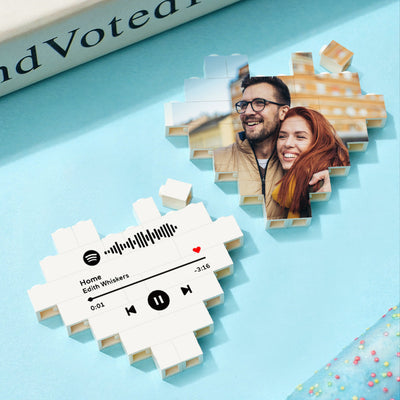 Custom Spotify Code Building Brick Personalised Photo Block Heart Shape - photomoonlampuk