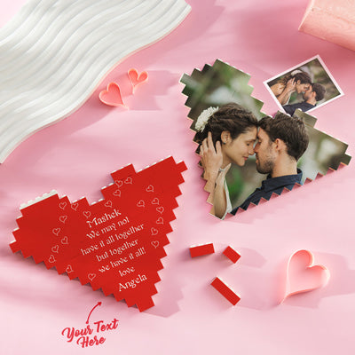 Custom Building Block Puzzle Heart Shape Photo Brick Valentine Gift for Lover - photomoonlampuk