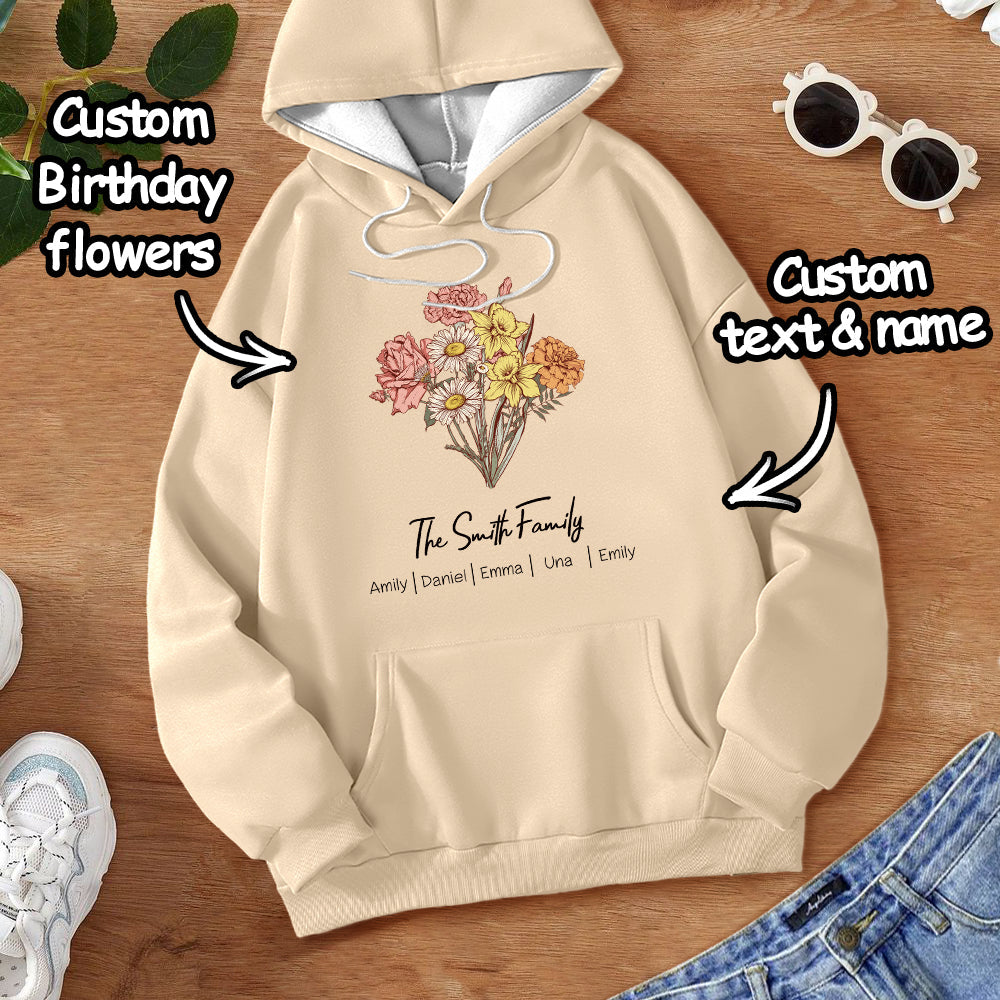 Custom Birth Flower Bouquet Sweatshirt Personalized Birth Flower Sweater Gifts for Mum