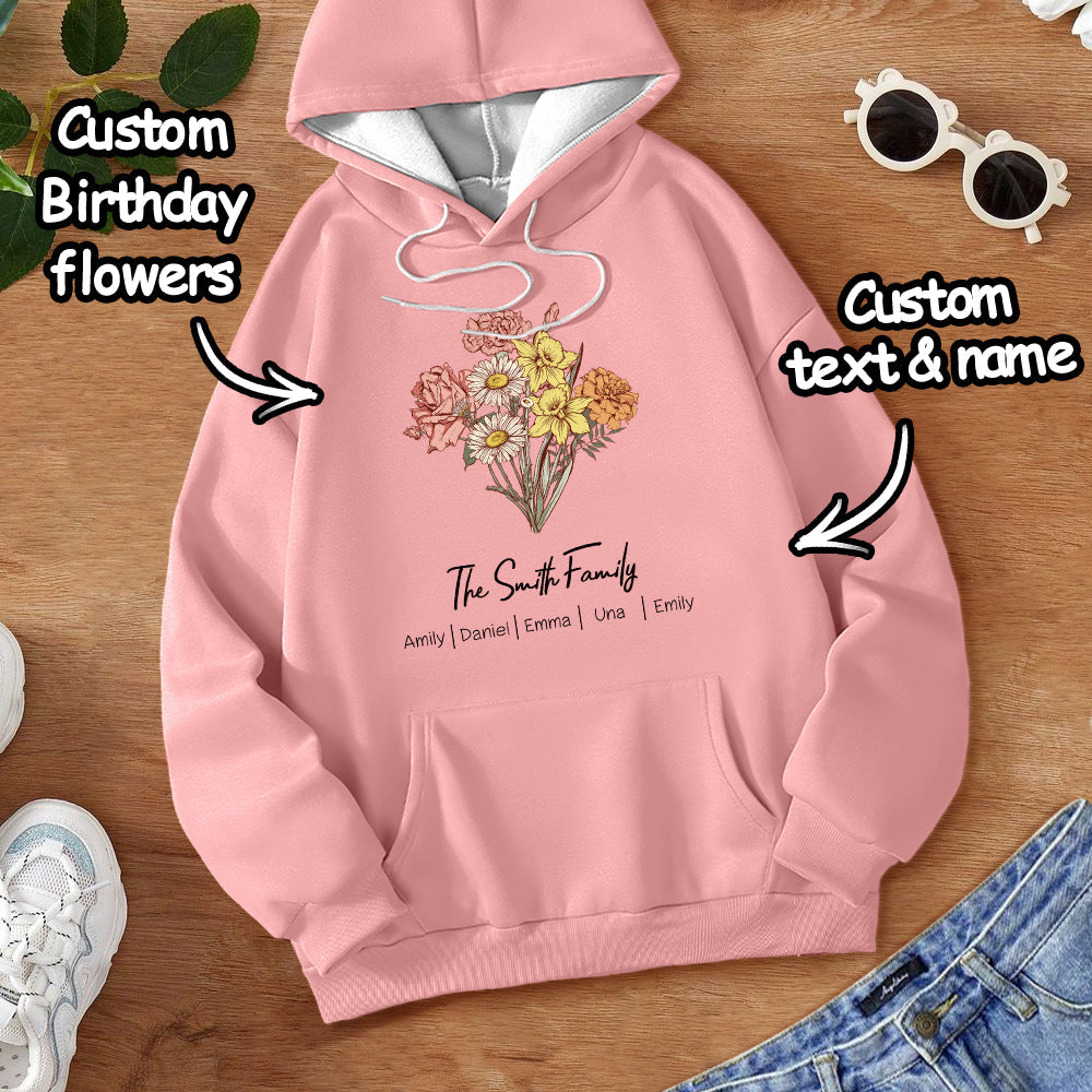Custom Birth Flower Bouquet Sweatshirt Personalized Birth Flower Sweater Gifts for Mum