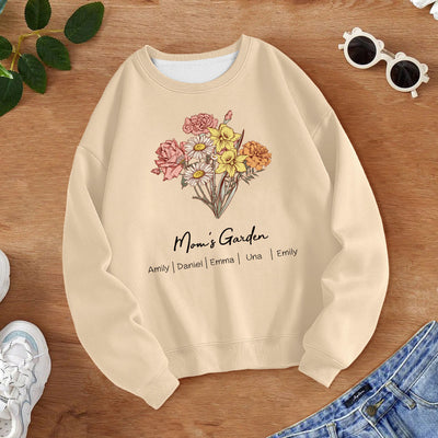 Personalized Birth Flower Bouquet Sweatshirt Custom Birth Flower Hoodie Gifts for Her - mymoonlampuk