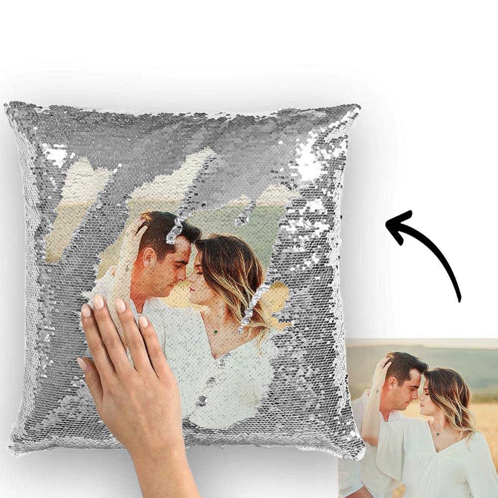 Custom Photo Magic Sequins Pillow - Golden - 15.75in x15.75in