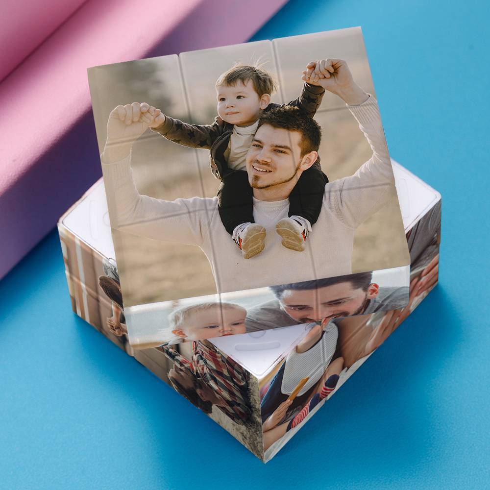 Custom Multi Photo Rubic's Cube - Happy Time With Family