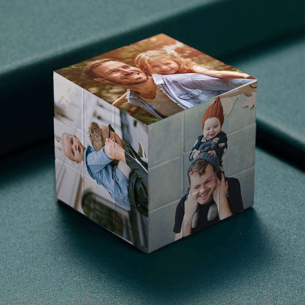 Custom Multi Photo Rubic's Cube - For Father And Children