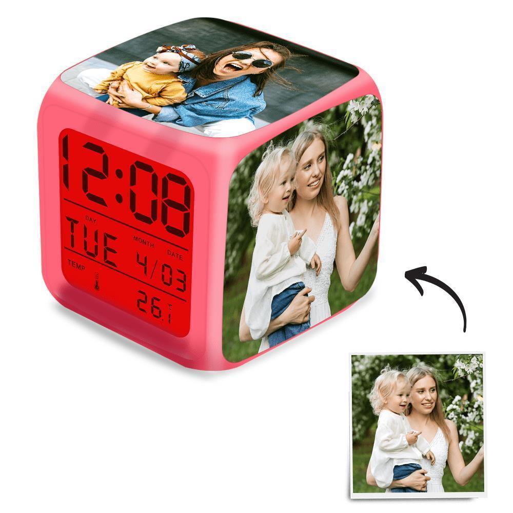 Personalised Multiphoto Alarm Clock Home Decoration Multiphoto Colorful Lights