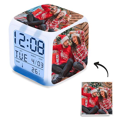 Personalised Photo Alarm Clock Home Decoration Multiphoto Colorful Lights Four Pictures