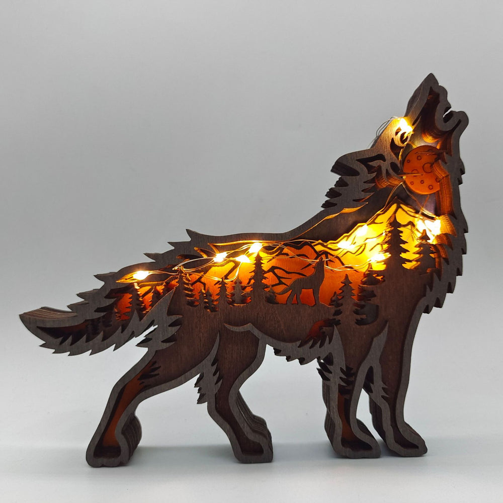 Animal Totem Carving Gift Wood Decor with Light Gift for Him