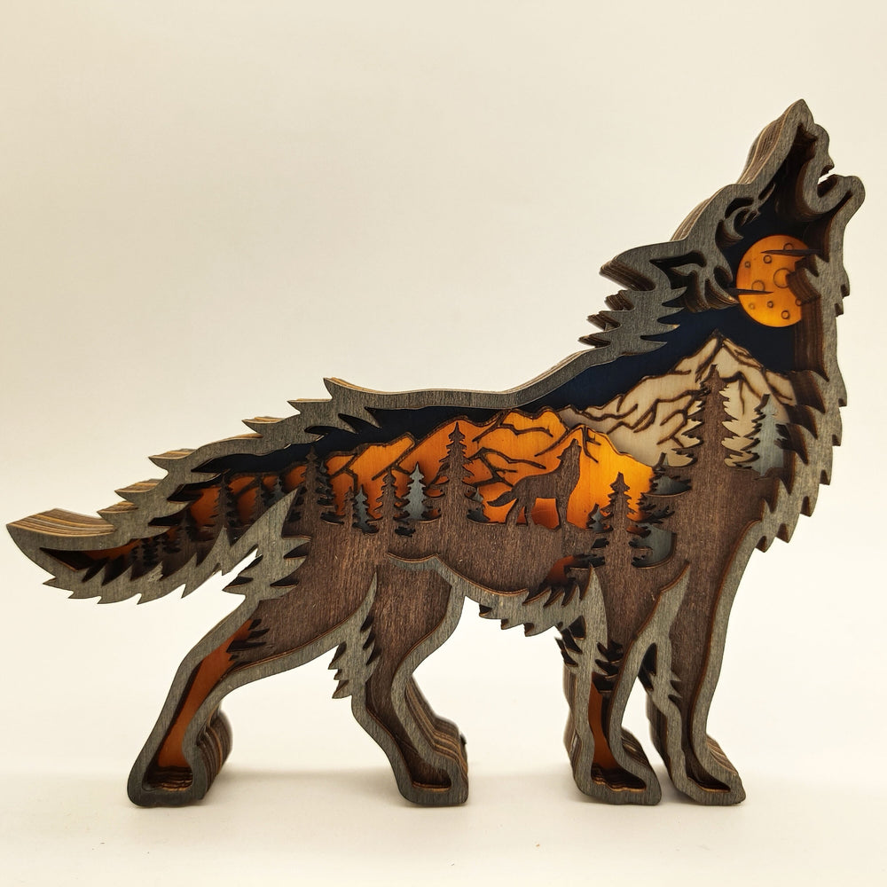 Animal Totem Carving Gift Wood Decor with Light Gift for Him