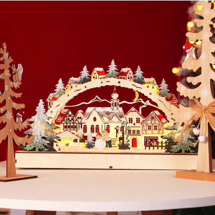 Laser Cut Wood Light Holder Christmas Decoration Christmas Village